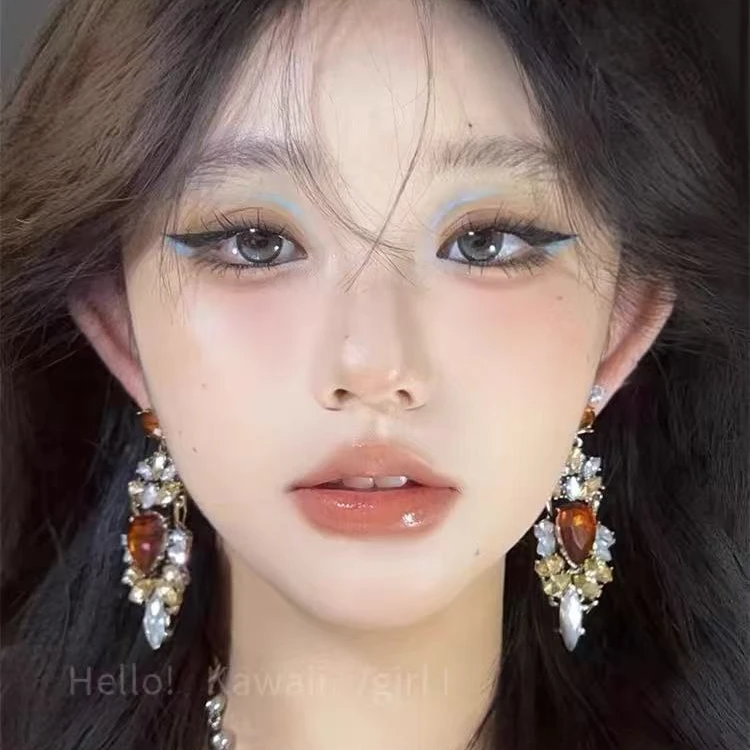 合金耳饰 矜贵感轻奢千金大小姐耳饰复古锆石夸张耳环长款耳环