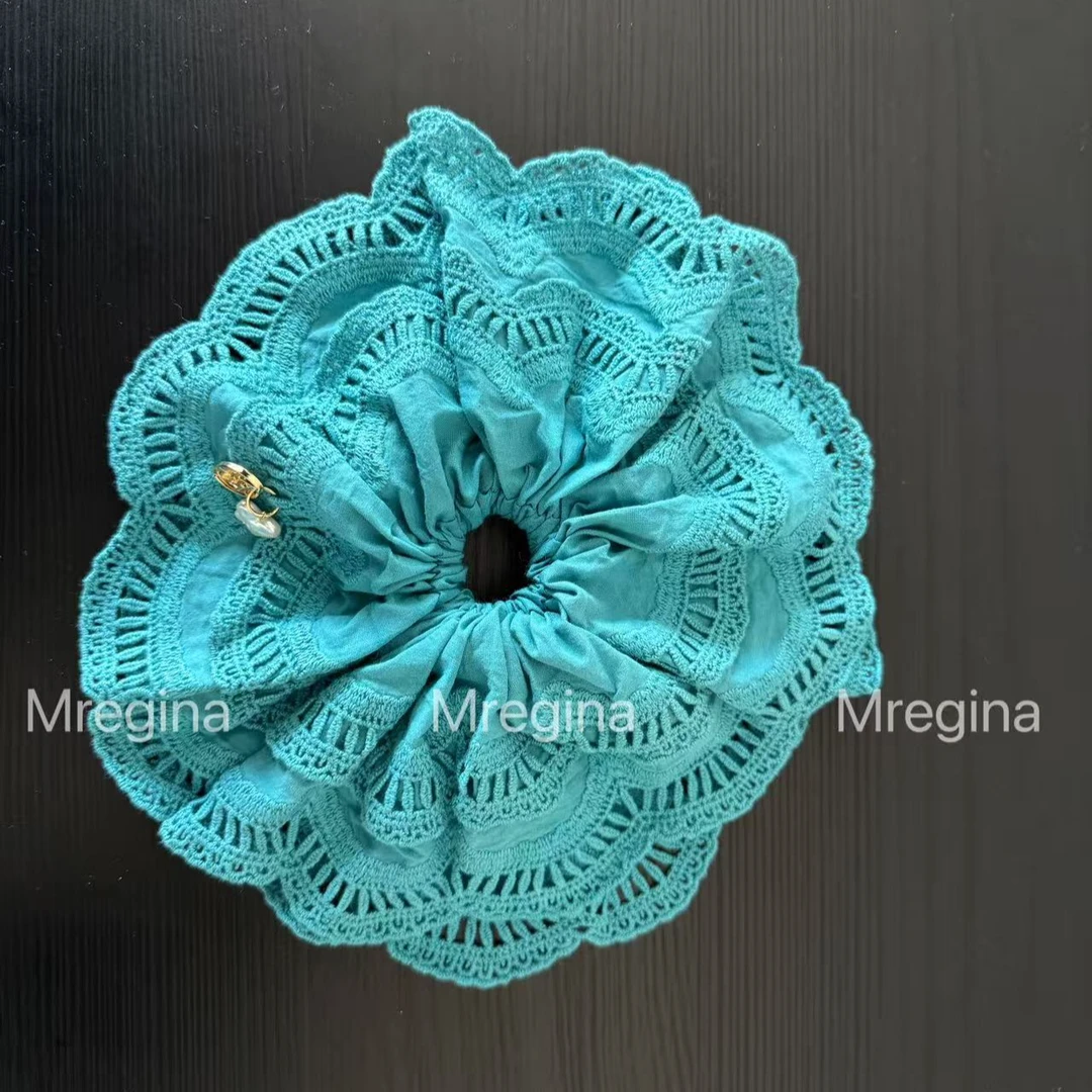 森系发圈发夹发饰手工时尚饰品气质抓夹蓝绿色头饰（A42）