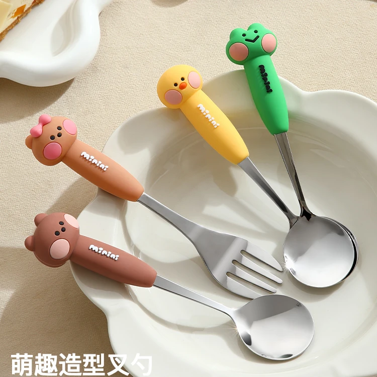 LINE FRIENDS不锈钢勺子叉子儿童可爱家用吃饭勺叉套装高颜值餐具