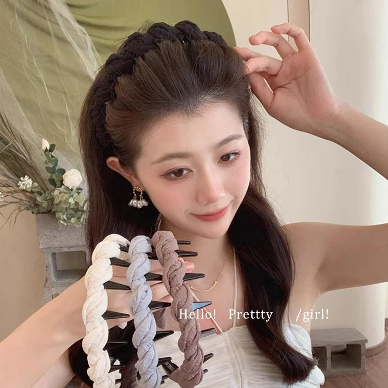 法式麻花扭结带齿发箍女2025新款高颅顶蓬松发卡洗脸压发头箍发饰