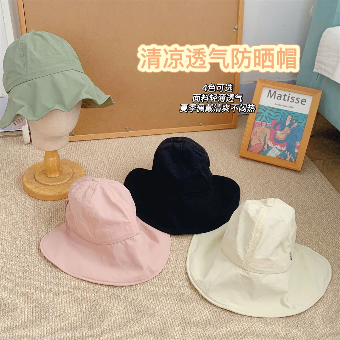出口韩国原单！日系大檐马尾渔夫帽遮脸防晒太阳帽 0359