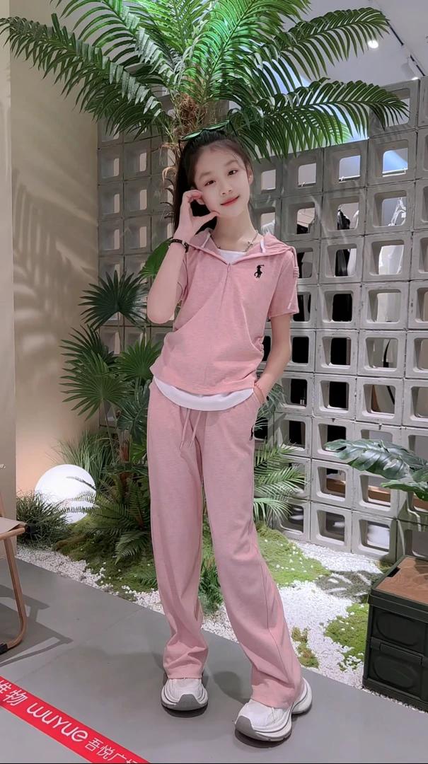 女童夏季休闲套装短袖洋气女中大童儿童时尚女孩宽松阔腿裤两件套