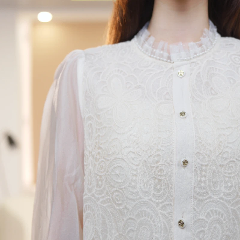 【林林专属】轻奢蕾丝衫新款上衣衬衫20