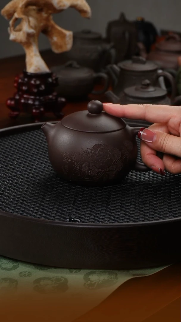 【闪购商品】紫砂茶壶花开富贵牡丹 西施壶