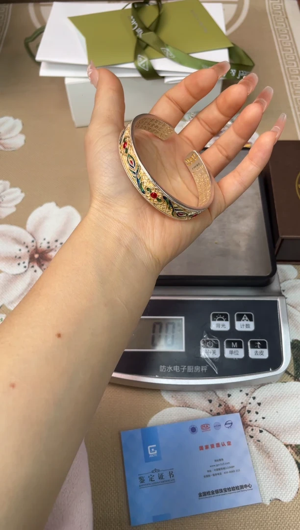 珐琅足银手镯00016