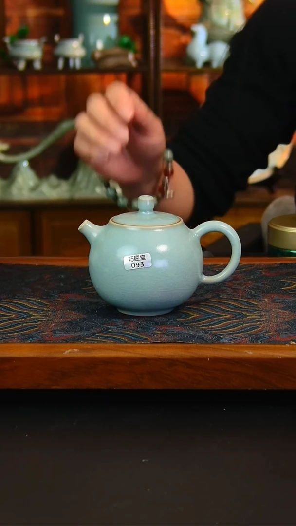瓷片全手工仿古冰花釉苹果壶，暇
