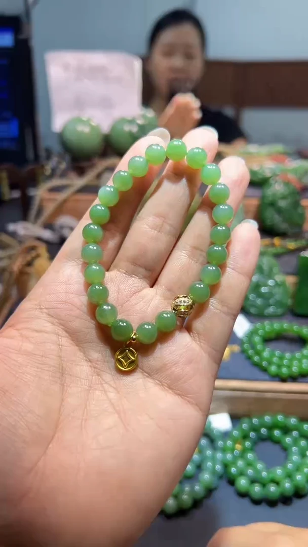 未镶嵌手串和田玉（碧玉）多样性发一