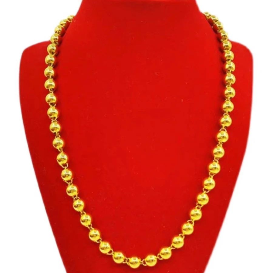 合金项链 合金材质【圆珠项链】光珠经典金色霸气亮面素款时尚潮流