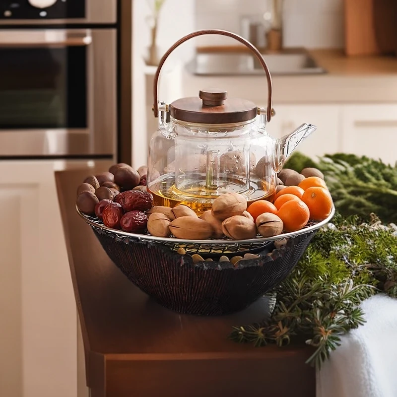 岳恒复古手工电陶炉围炉煮茶套装（带大烤网）家用小型耐热