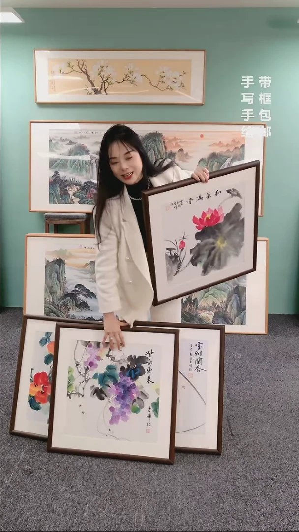 【闪购商品】国画花鸟一对60*60绘画作品随机发货