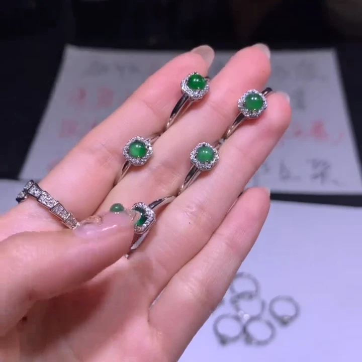 【逍遥】天然A货翡翠蛋面戒指*790/15/多样性发/1件