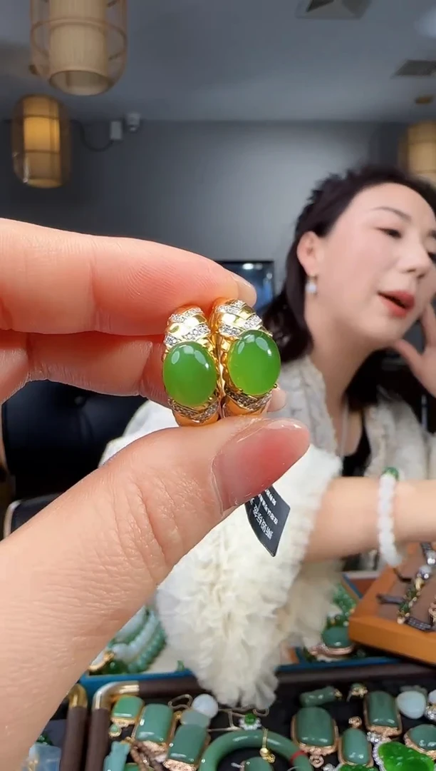 银S925镶嵌戒指和田玉多样性发货拍一发一