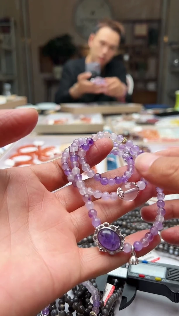 水晶手链未镶嵌粉紫超多圈手链