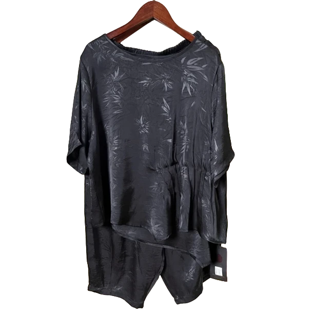 【佳佳】139夏季时尚超舒适气质宽松印花八分裤百搭显瘦短袖套装