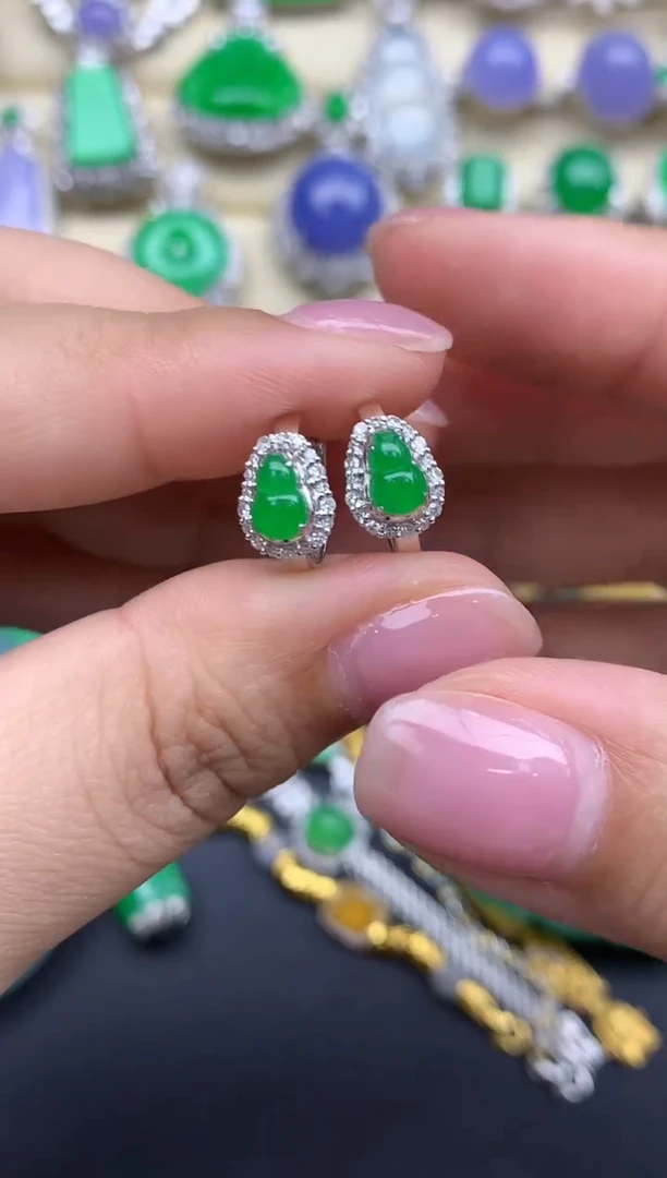 【闪购商品】翡翠耳饰18K金镶嵌714-中国好珍宝