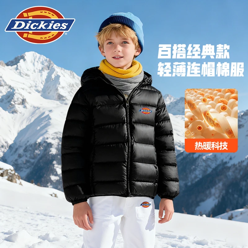 Dickies童装男童棉服冬季新款儿童保暖连帽外套中小童百搭冬装潮