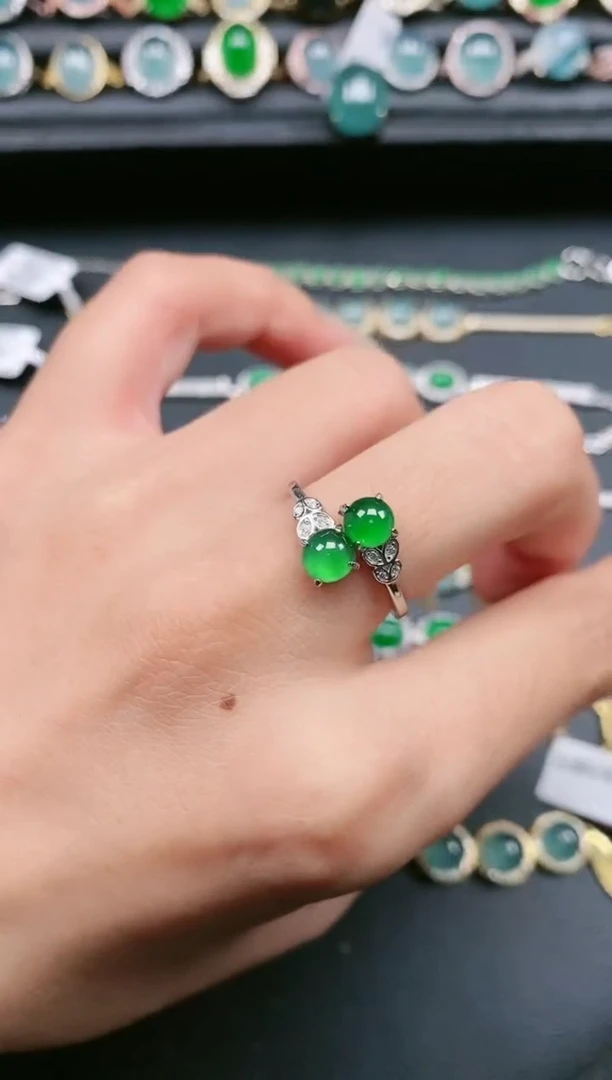 翡翠戒指银S925镶嵌111111