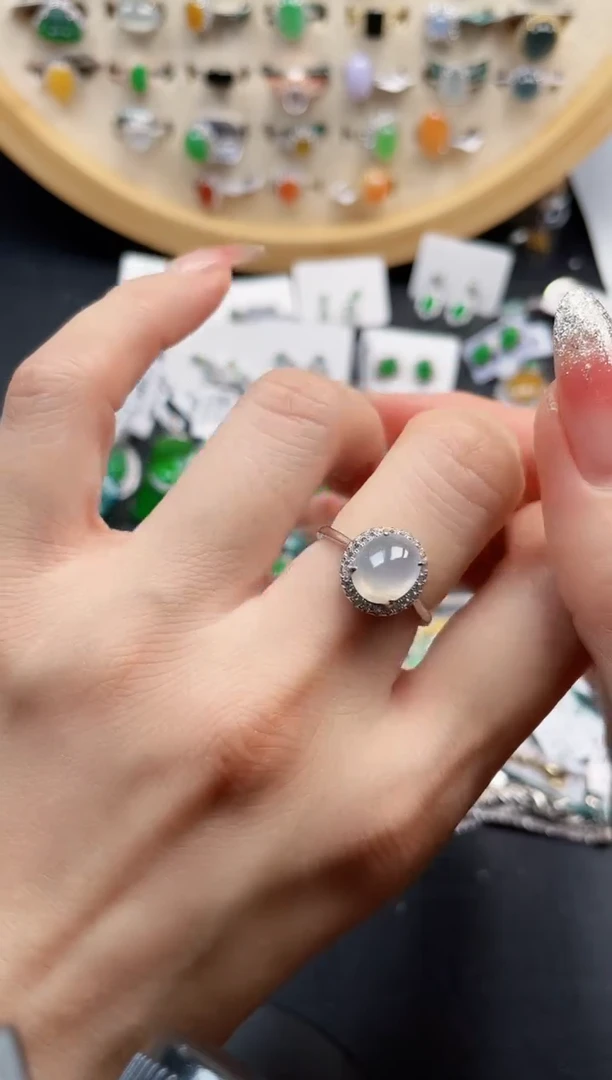 银S925镶嵌戒指翡翠天然翡翠10.11/0045