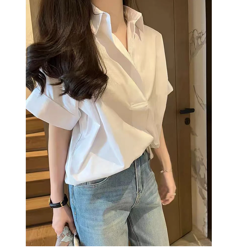 FDOA 闭眼入 超好看的休闲棉质宽松版蝙蝠袖衬衣多色短袖衬衣S025