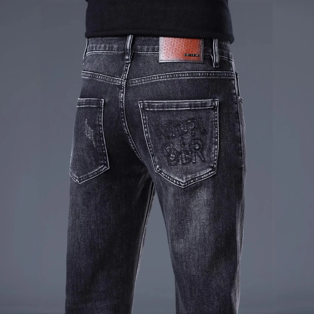 Cebrodz意大利高端潮牌牛仔裤男士春秋季2025新款弹力修身小脚裤