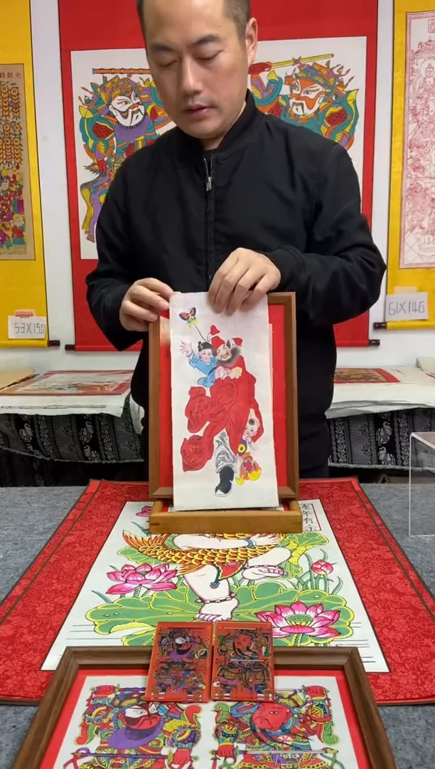 ?**?钟馗护子定制柚木框手工制作精品