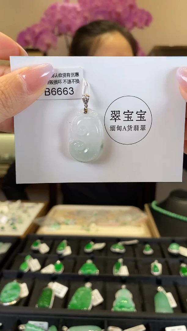 【闪购商品】翡翠颈饰18K金镶嵌B6663 如意 含运营费