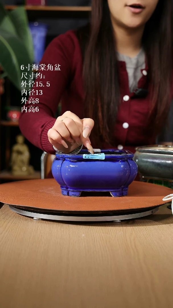 【石湾花盆】6寸海棠角盆363