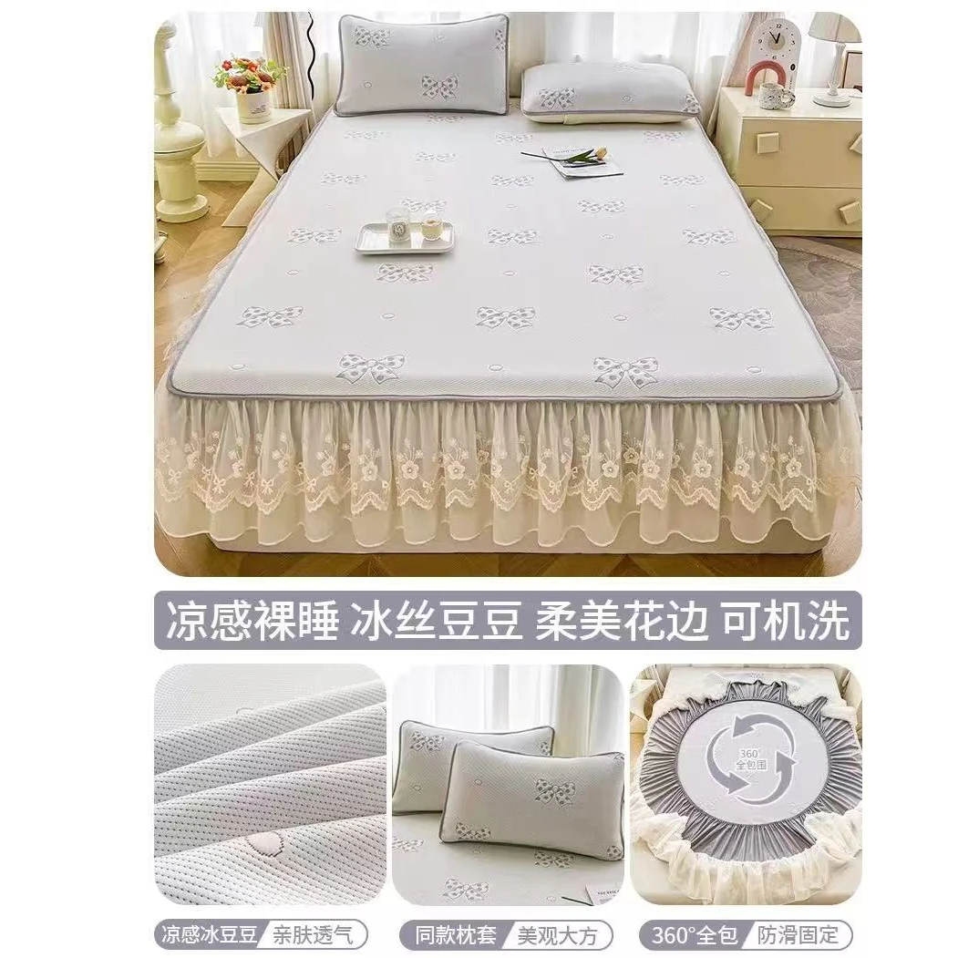 玲玲服饰【180*200】冰豆豆凉席三件套‘床笠款’