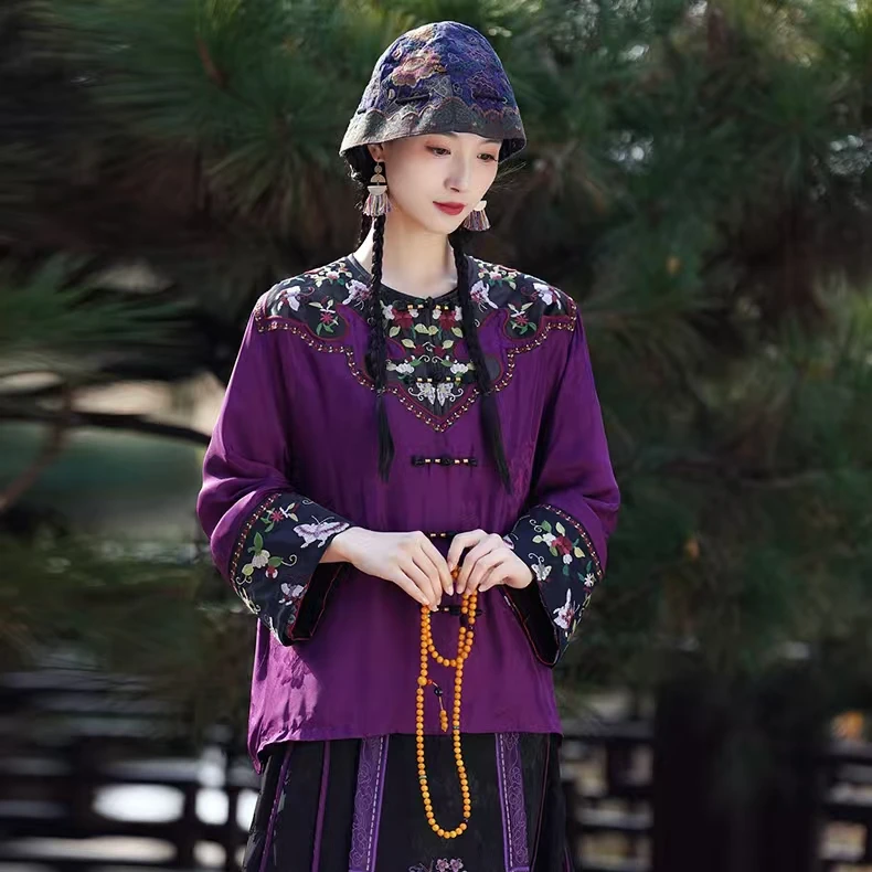 [WYZAKING]【怀金垂紫】民族风新中式重工刺绣对襟提花上衣外套