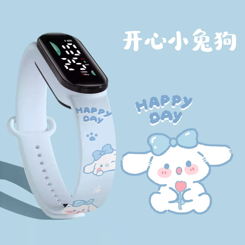 卡通可爱防水防摔电子手表简约时尚初高中小学生儿童创意印花手表