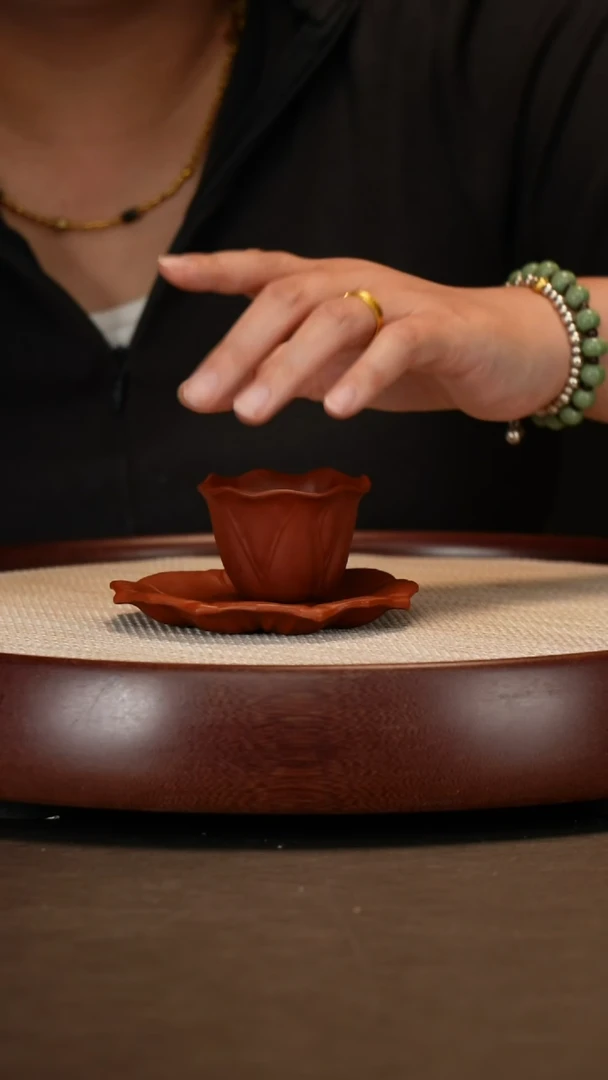 【闪购商品】紫砂茶壶大红袍荷叶杯+大红袍荷叶杯垫