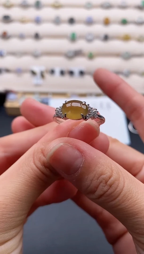 银S925镶嵌戒指翡翠222222+2