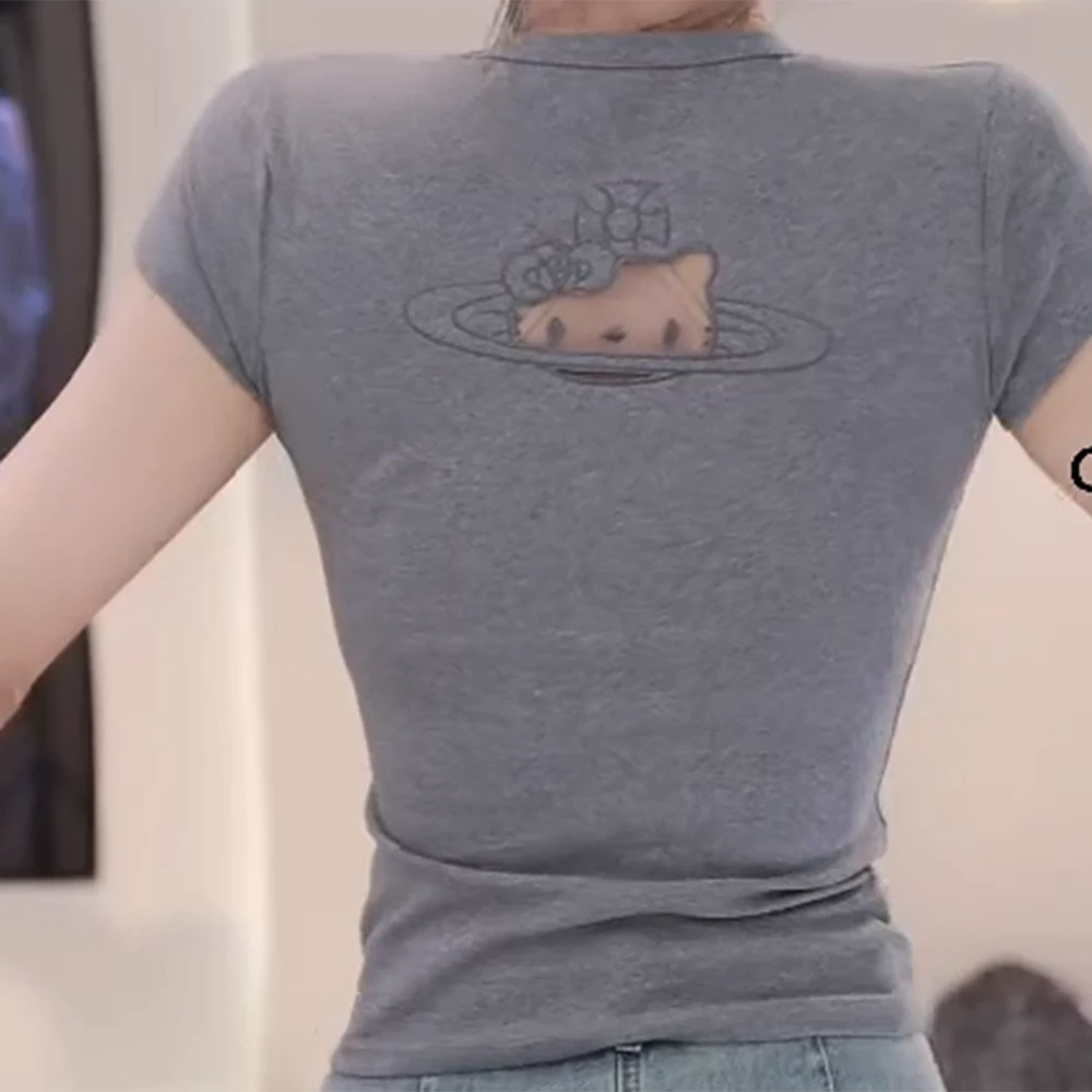 【小猫T】春夏款时尚收腰后背小心机kitty猫短袖