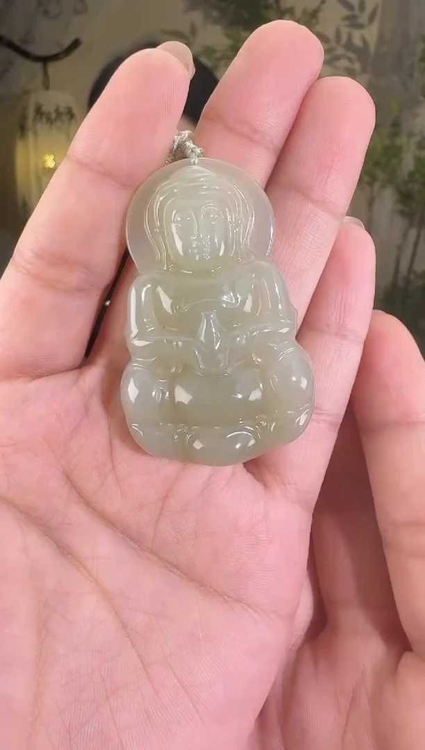 和田玉未镶嵌颈饰观音