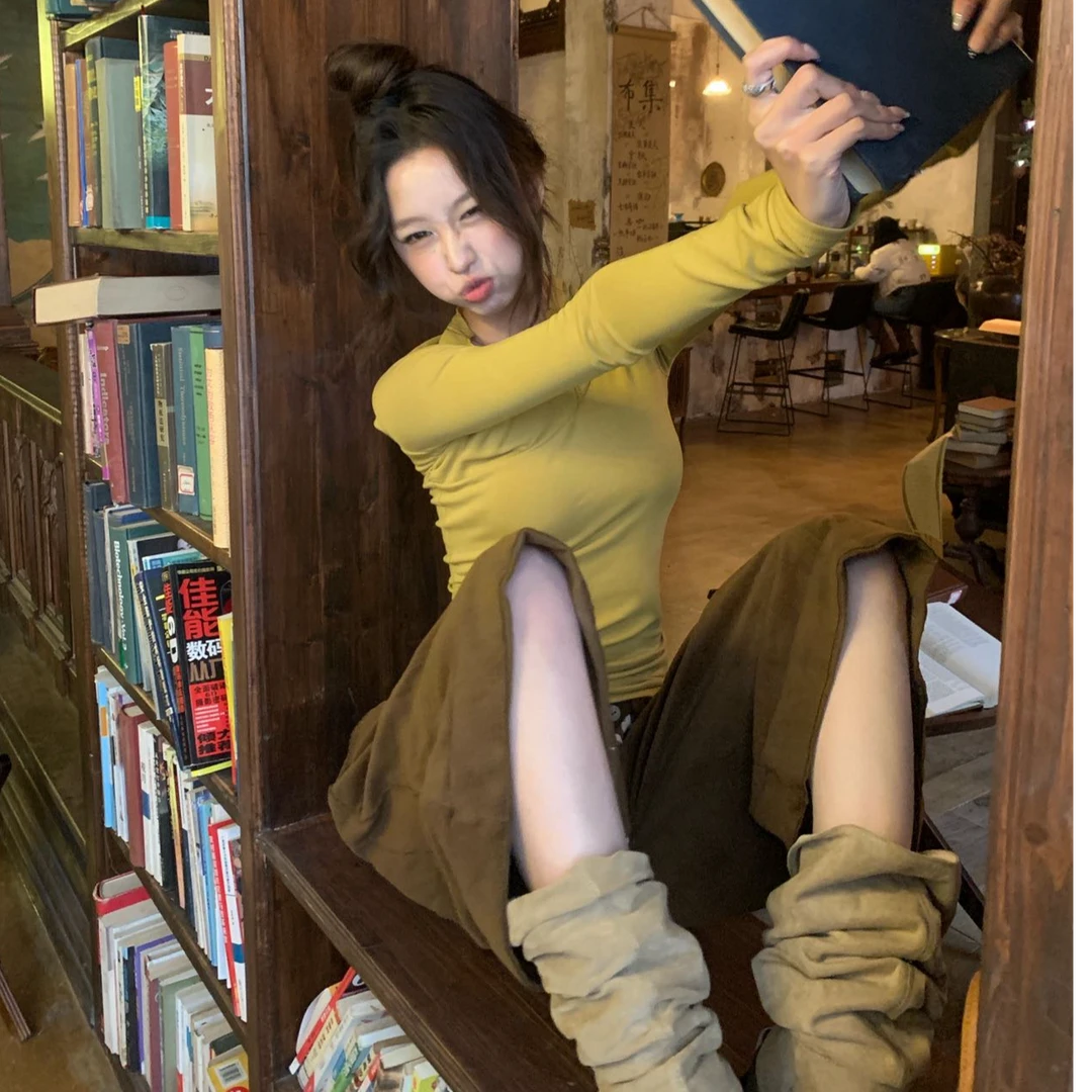 气质显瘦洋气休闲百搭长袖修身外穿上衣性感辣妹宽松裤子时尚套装