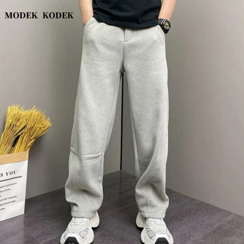 MODEK KODEK时尚潮牌男士时尚拼接卫裤冬季新款百搭直筒休闲长裤