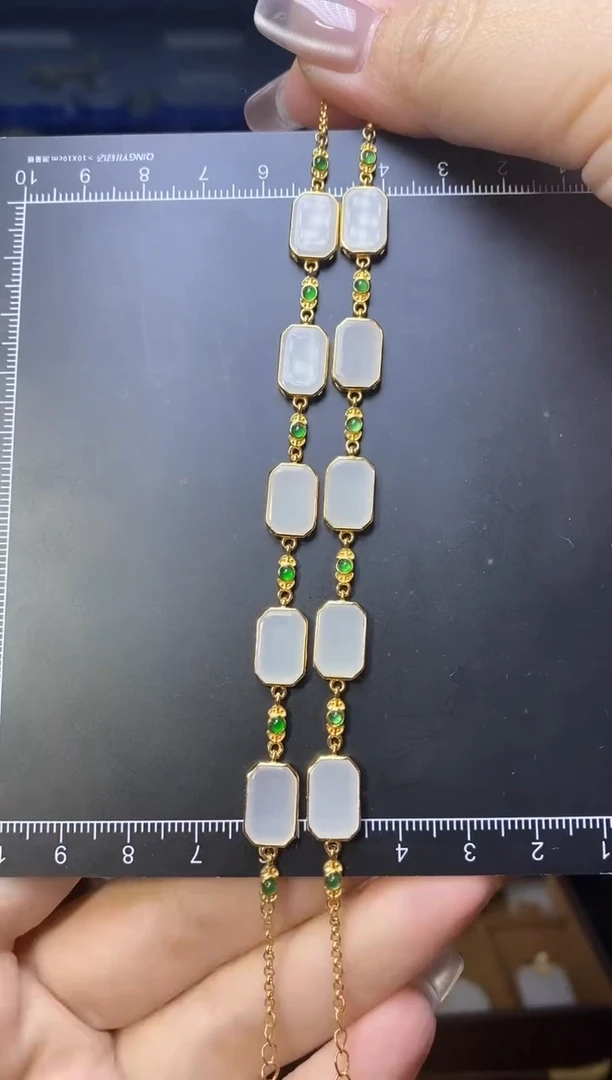 手链银S925镶嵌和田玉多样性发货发其一