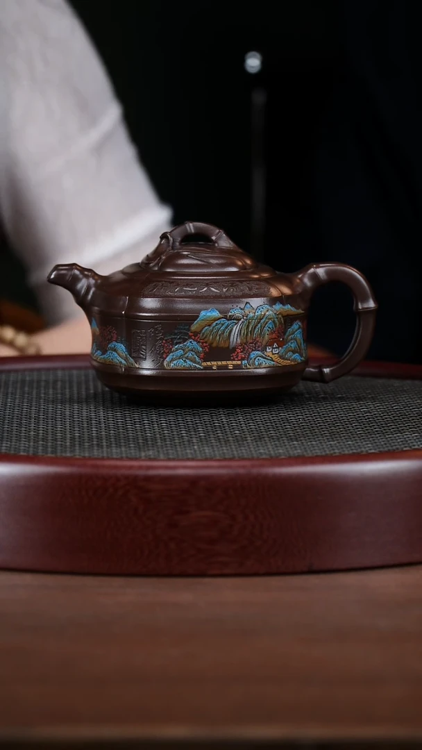 茶壶紫砂16JBZ 案卿窖藏紫泥  四方竹鼓