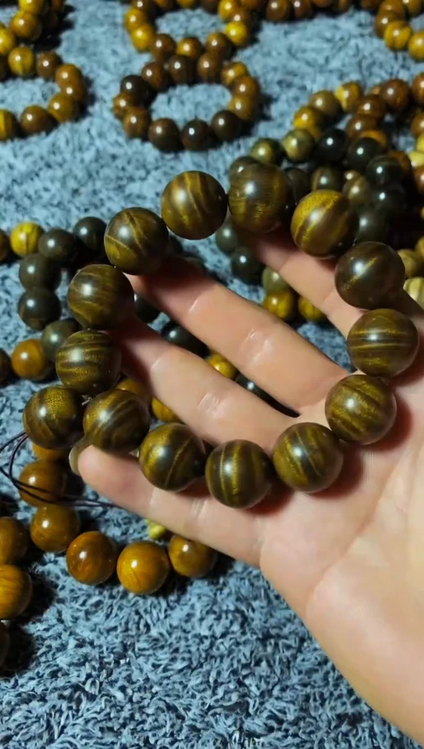 【闪购商品】金丝楠木雕楠帝金丝楠木手串1.8乌木花纹