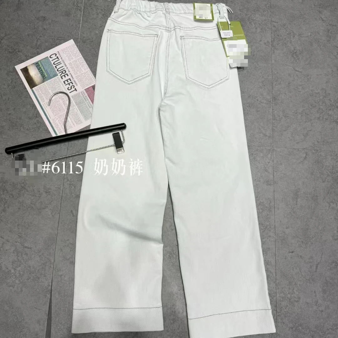 AHLIMA大码女装2025推荐款白色休闲裤高腰百搭百搭夏季奶奶裤