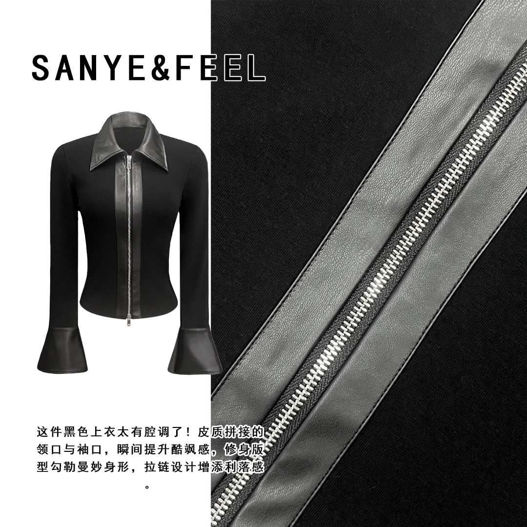 sanye&feel/妍三也【朋克时代】秋款辣妹风短款显瘦气质外套53311YX