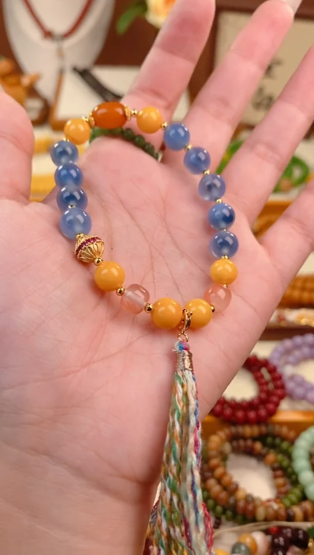 【闪购商品】蜜蜡手链未镶嵌蓝糖心蜜蜡单圈（多样性发一