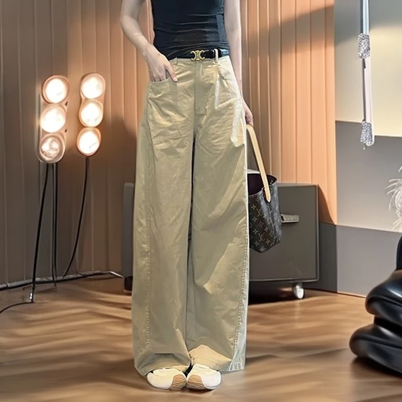 老钱风休闲气质工装阔腿裤女夏季新款小个子显瘦宽松百搭直筒长裤