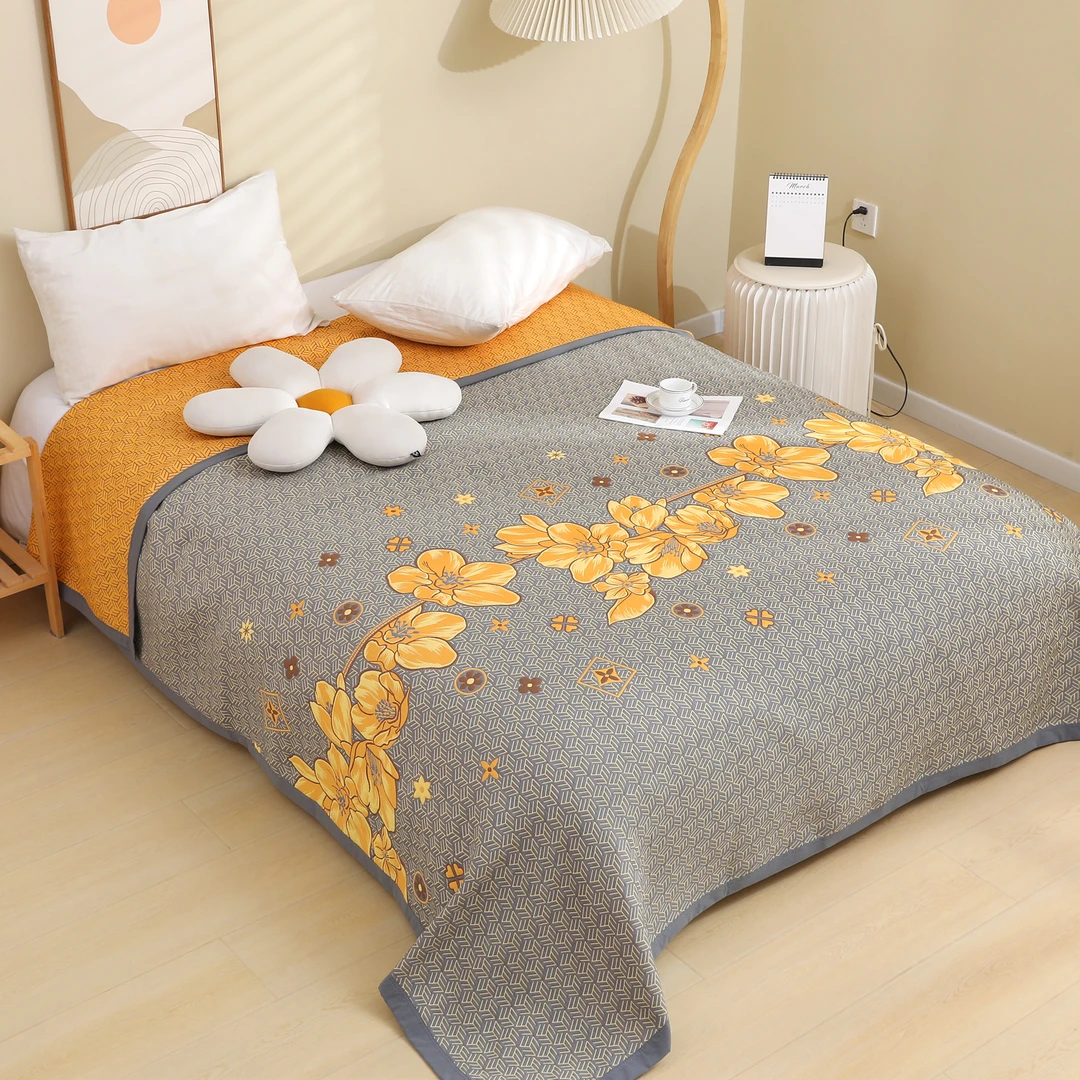 【繁花点缀】双面亲肤加厚多功能纱布盖毯--230*250