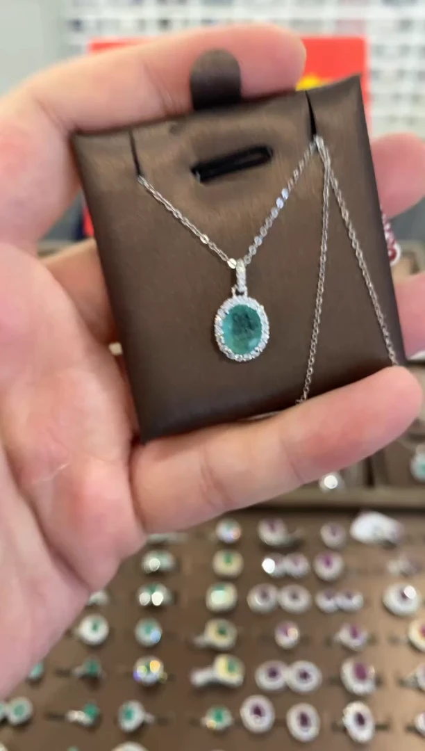 颈饰银S925镶嵌祖母绿1