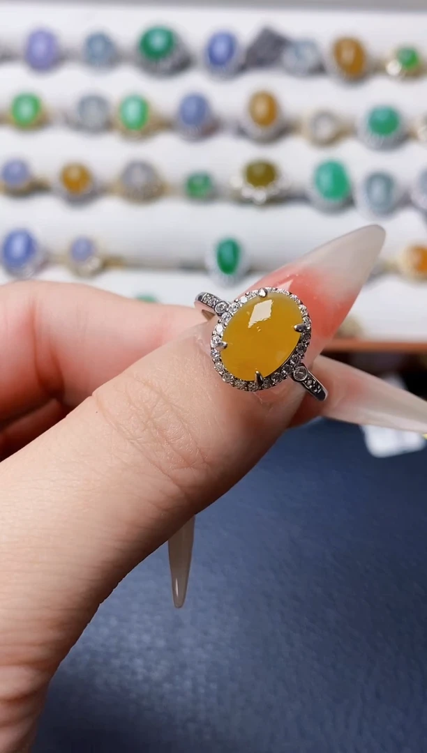 银S925镶嵌戒指翡翠0043