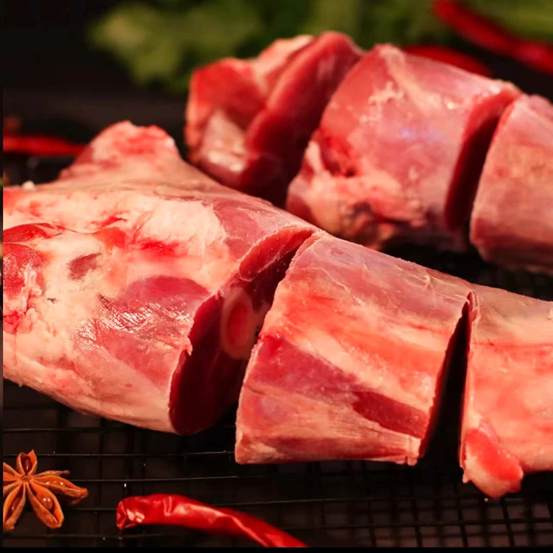 内蒙草原散养羔羊原切羊腿净重4斤清真原切断骨连筋羊小腿