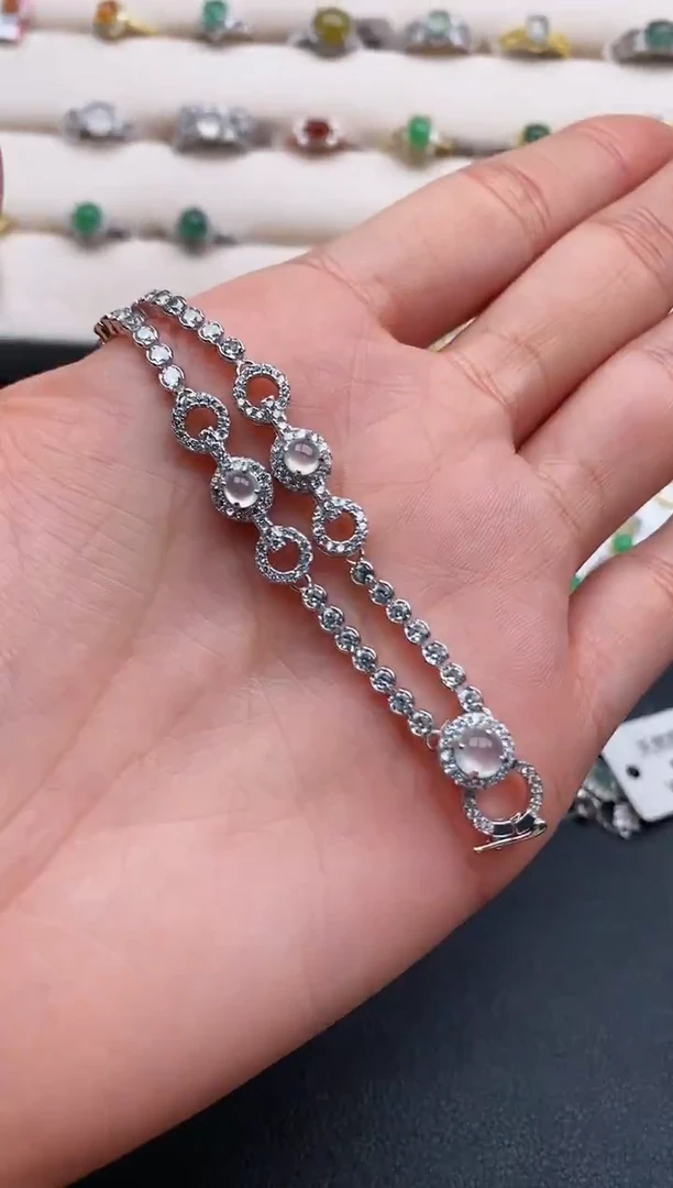 银S925镶嵌戒指翡翠天然缅甸A货翡翠33  2-