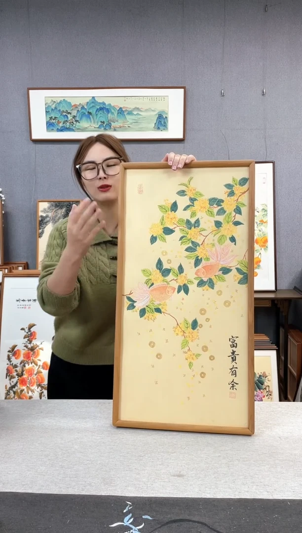 【闪购商品】国画唐以宁-纯手绘带框作品-35*68-桂花