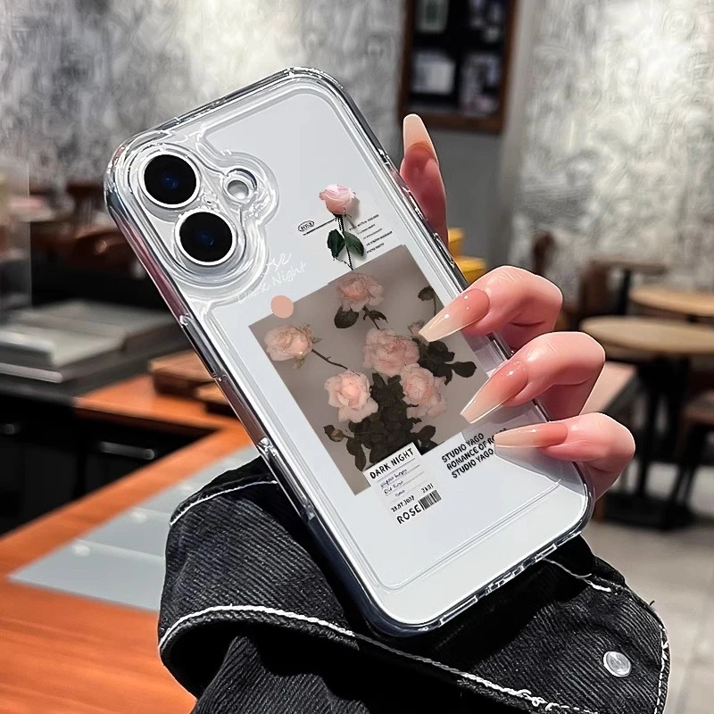 高级便签玫瑰适用苹果13手机壳软iphone16pro/15小米vivo华为oppo